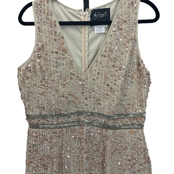 Mac Duggal Nude Sequin Midi Sheath Dress Size 8 Formal $298 Few Missing Sequins - Picture 5 of 10